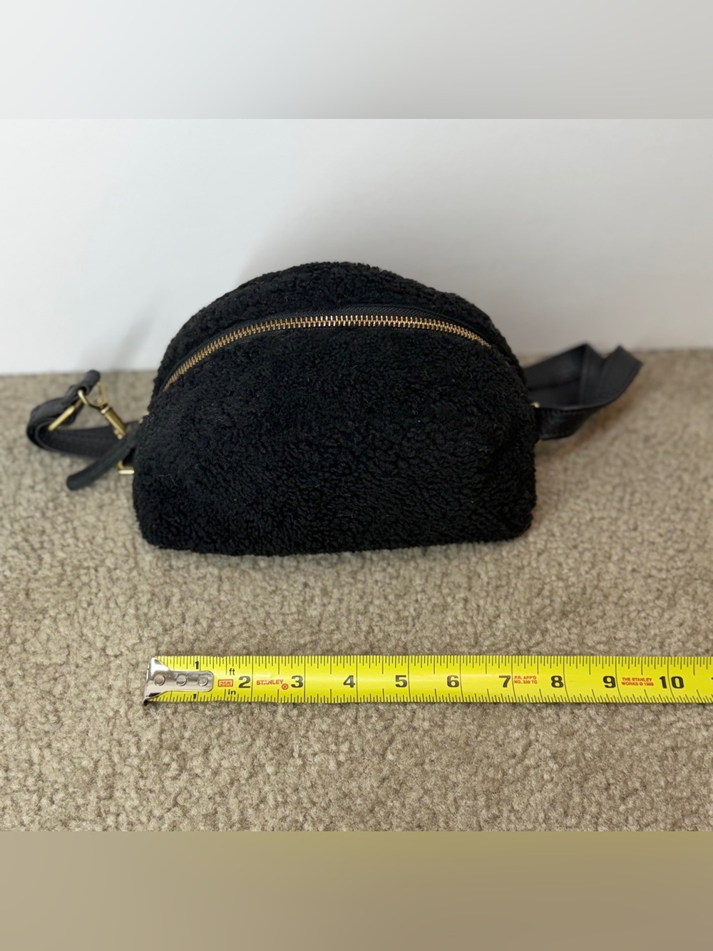Primecut Black Shearling Zipper Bum Bag Waist Pack MSRP $228